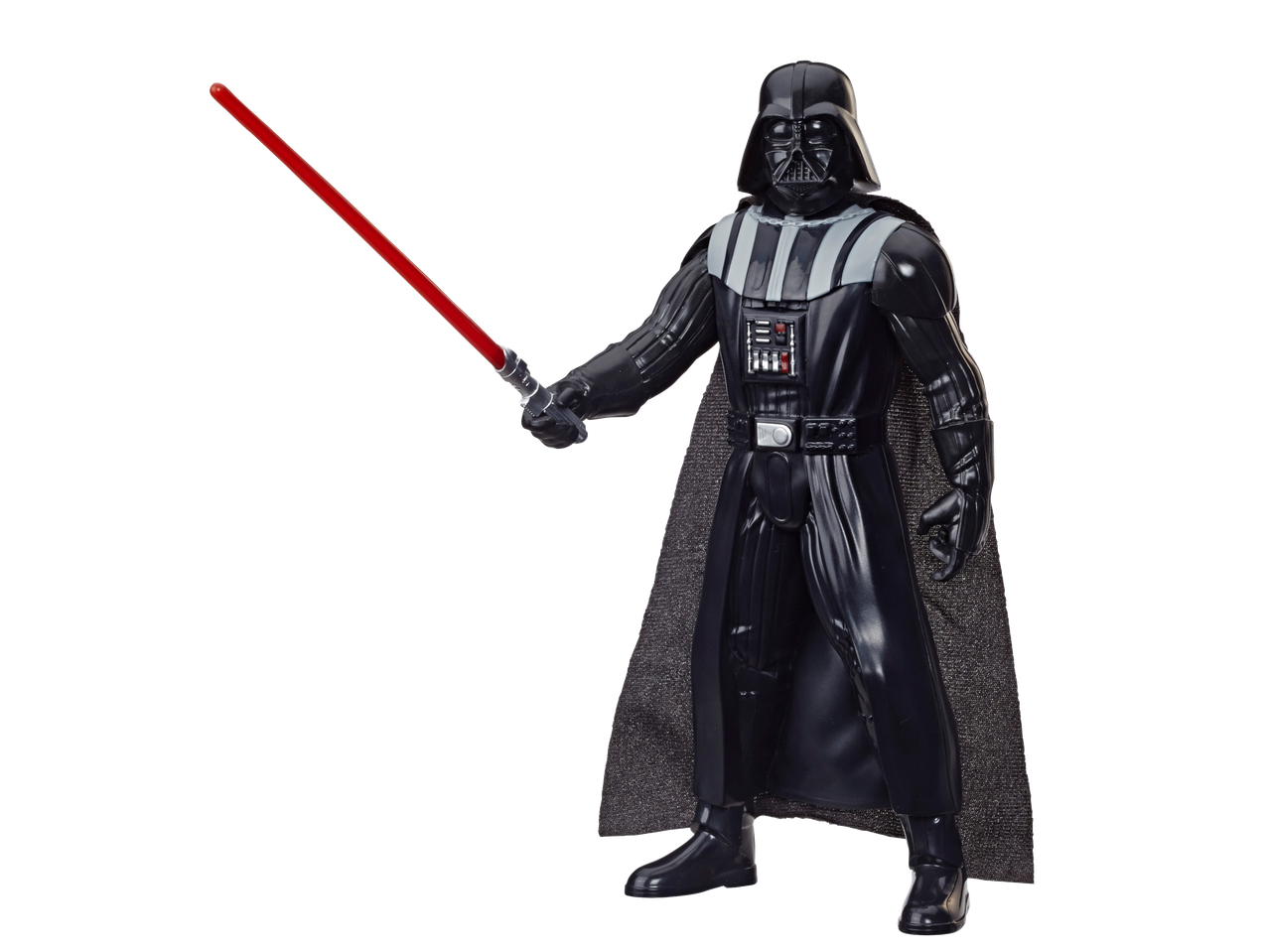 Star Wars Dārta Veidera darbības figūra ar sarkanu gaismas zobenu.