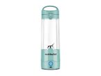 A teal portable personal blender bottle.