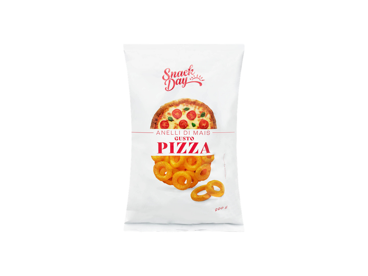 Sweet Baby Ray's Pizza flavored onion rings snack bag.