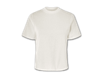 Ein weißes T-Shirt mit Rundhalsausschnitt.