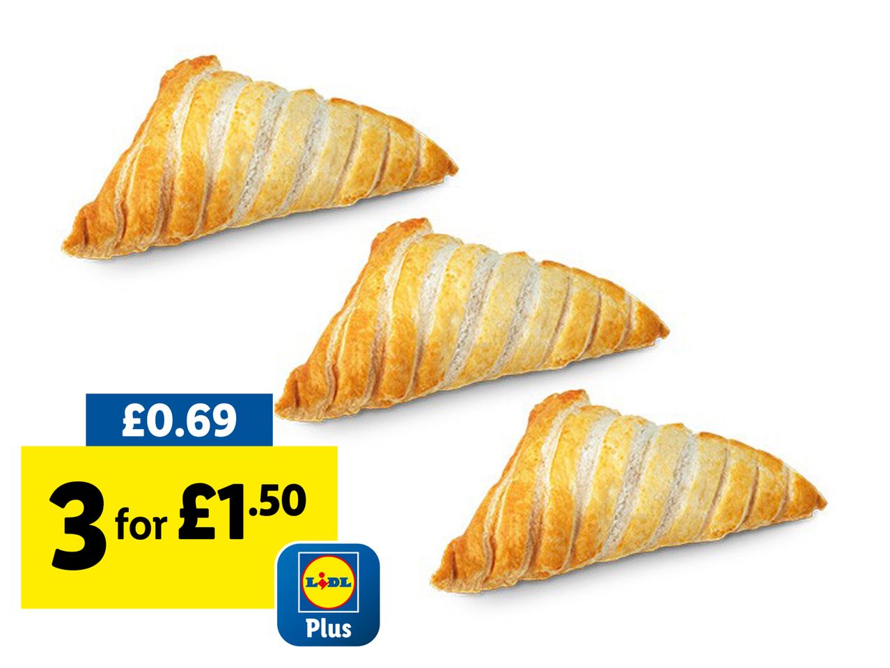 Three Lidl Plus apple pastries, 3 for £1.50