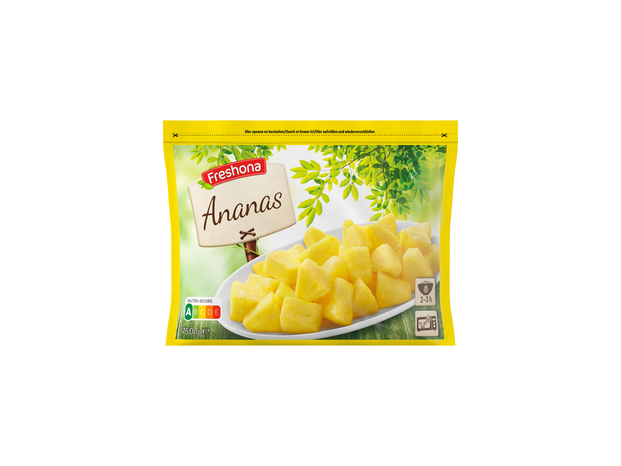 Freshona Ananas diepvriesfruitzak met Nutri-Score A.