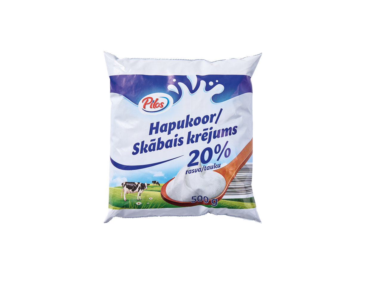 Pilos skābā krējuma iepakojums ar 20% tauku saturu, 500 g.