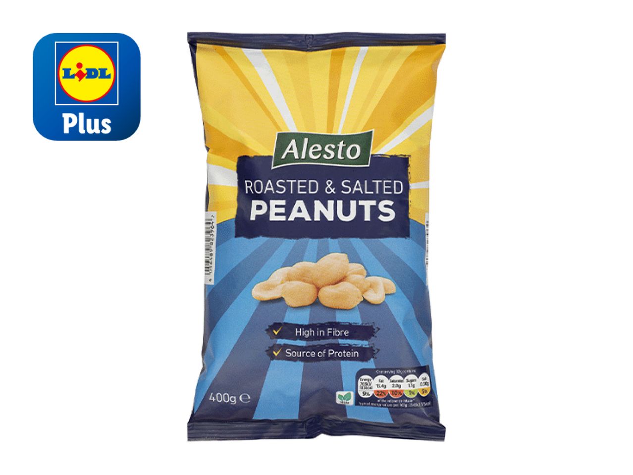 Aldi's Simply Roasted & Salted Peanuts bag.