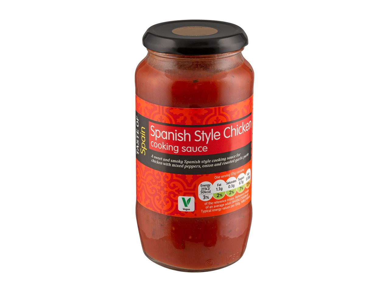 Spanish Style Chicken cooking sauce in a jar.