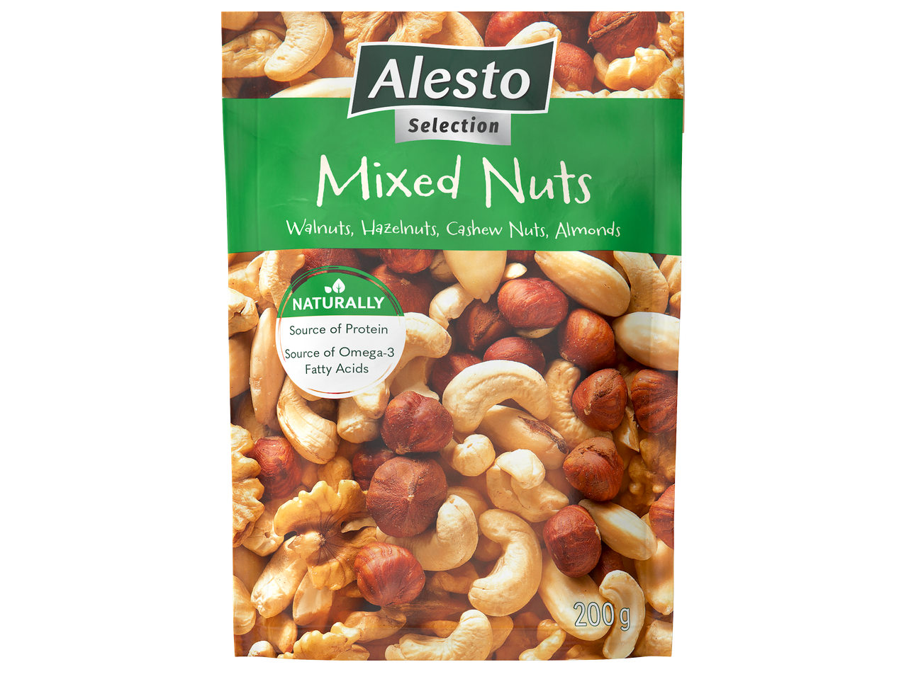 Опаковка смесени ядки, включваща орехи, лешници, кашу и бадеми, 200 гр.