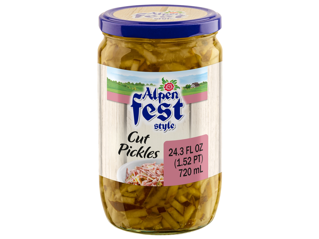 Alpenfest Cut Pickles jar, 24.3 FL OZ (1.52 PT) 720 mL
