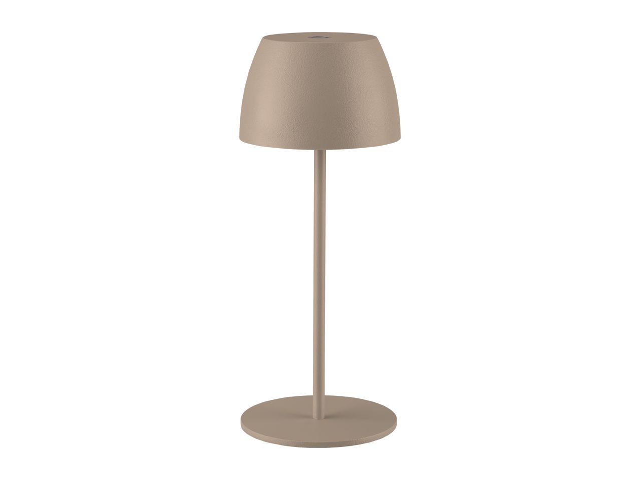 Modern beige cordless LED table lamp with a textured finish.