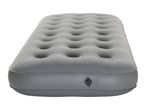 Grey inflatable air mattress with a textured surface and an air valve on the side.