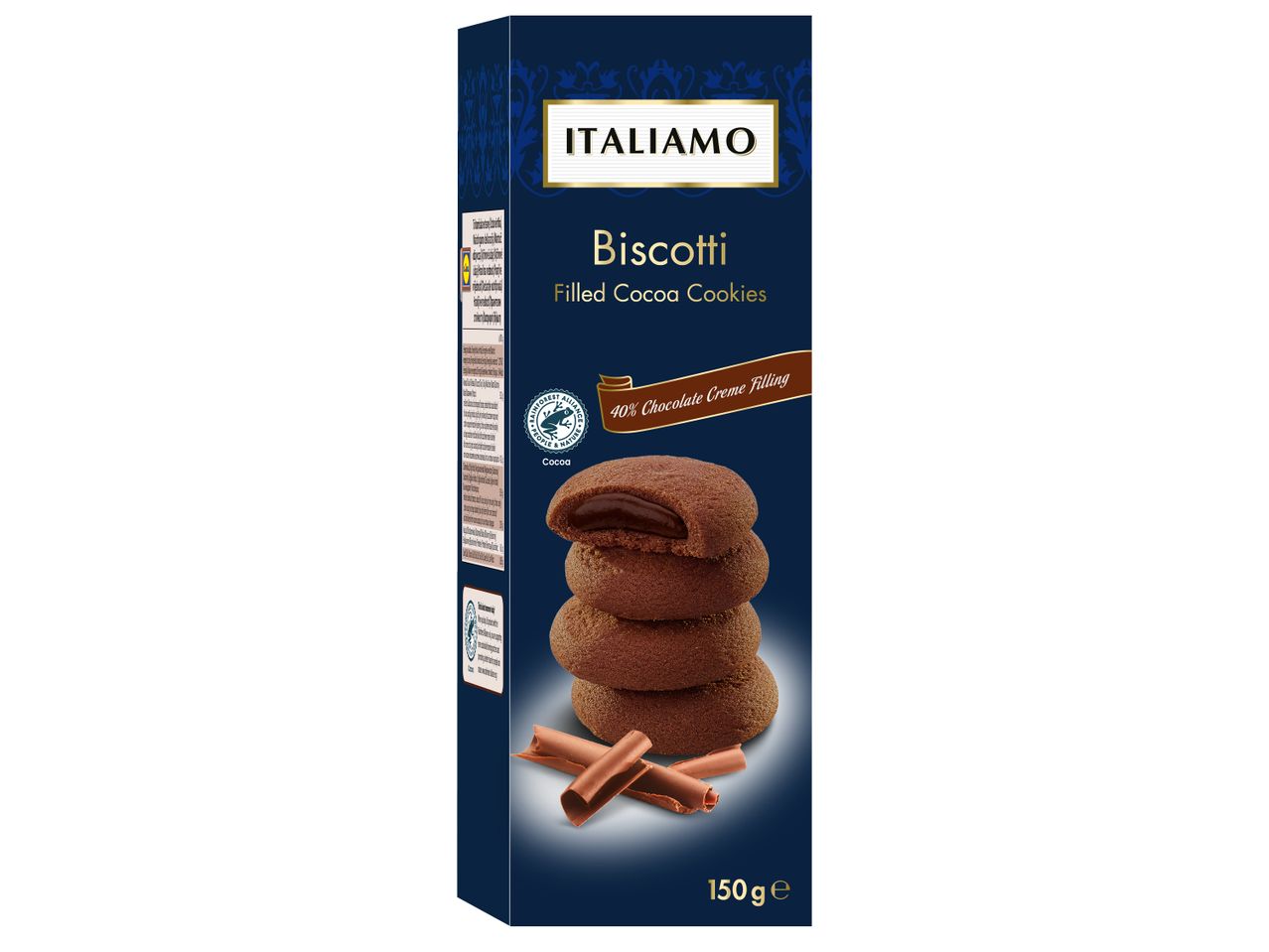 Бисквити с какао, пълнени с шоколадов крем, 150 g/опаковка