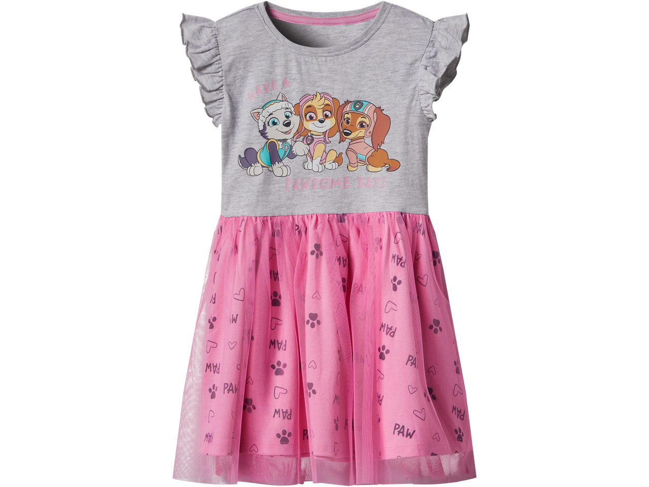 Paw Patrol girls' grey and pink tulle dress.