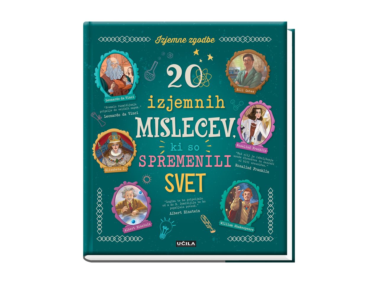 Naslovnica knjige z naslovom »20 izjemnih mislecev, ki so spremenili svet«.