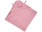 Lupilu pink baby hooded towel with an embroidered animal face