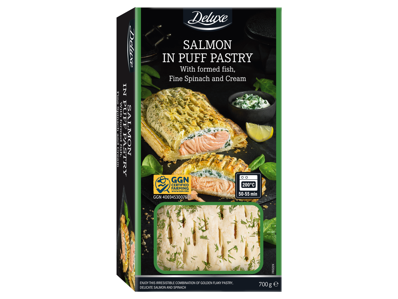 Somon în foietaj cu spanac și smântână, ambalaj de 700g