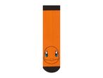 Orange Pokemon Charmander crew socks with black cuffs.