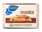 Een verpakking volkoren knäckebröd met een afbeelding van belegd knäckebröd.