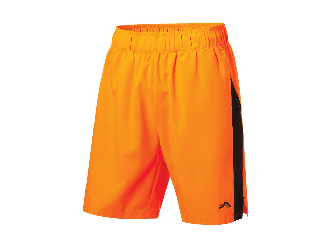 Orange shorts med sort kant fra et sportsmærke.