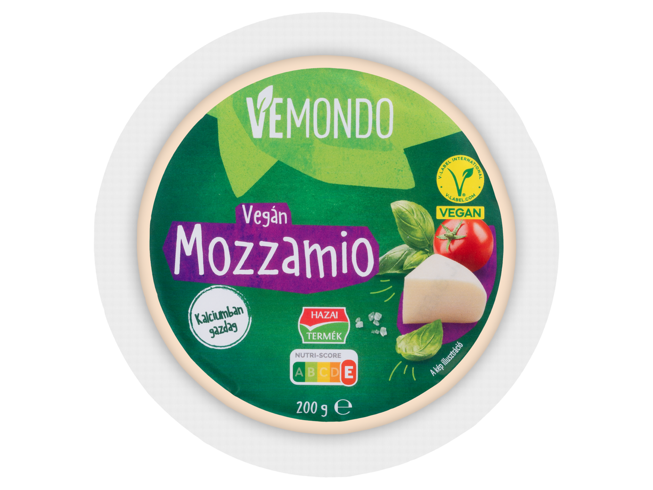 Vemondo Vegán Mozzamio, egy vegán mozzarella alternatíva, kalciumban gazdag, 200g.