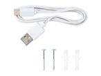 White USB-C to USB-A charging cable with two screws and two wall plugs.