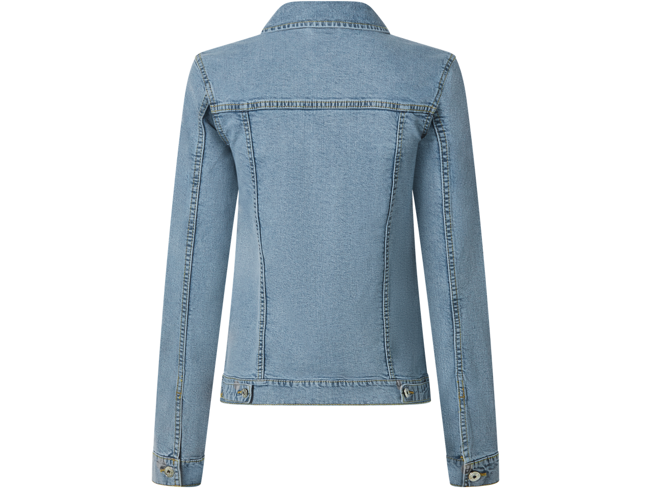 Casaco de ganga azul claro ESMARA para mulher, vista traseira.