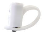 A white silicone bike light with a clip-on design.