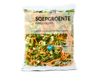 Chef Select fijngesneden soepgroenten (wortel, prei, bloemkool, selderij) in een plastic zak.
