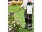 Parkside® Garden Pressure Sprayer in use, watering flowers in a garden.