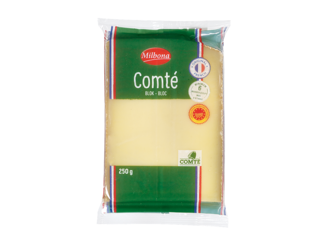 Bloc de fromage Milbona Comté, 250g, affiné minimum 6 mois, original français