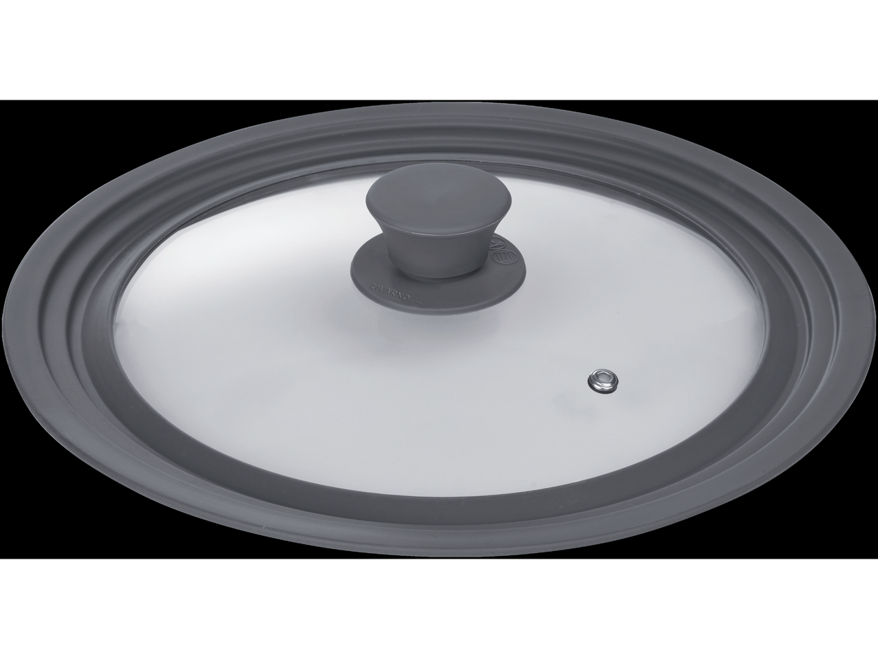 A gray LIVARNO home multi-pan lid with a glass center and a gray handle.