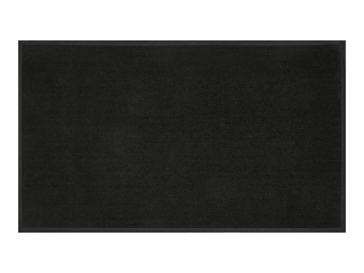 Black rectangular doormat with a rubber border