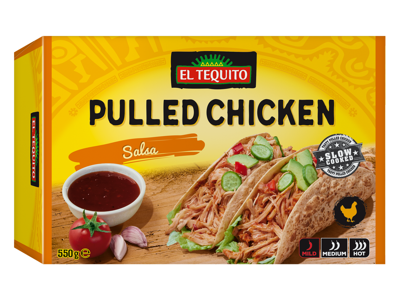 El Tequito: Pulled chicken with salsa, tacos.