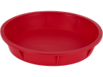 A red round silicone baking pan from the SILVERCREST® Silicon Baking Assortment.
