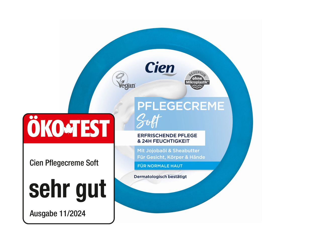 Cien Pflegecreme Soft: ÖKO-TEST Bewertung „sehr gut“, mit Jojobaöl & Sheabutter.