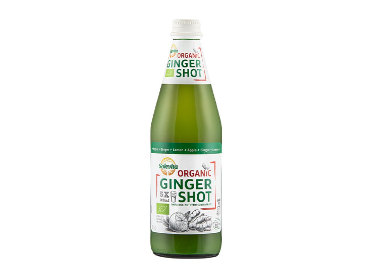 Solevita Organic Ginger Shot with apple, ginger, and lemon