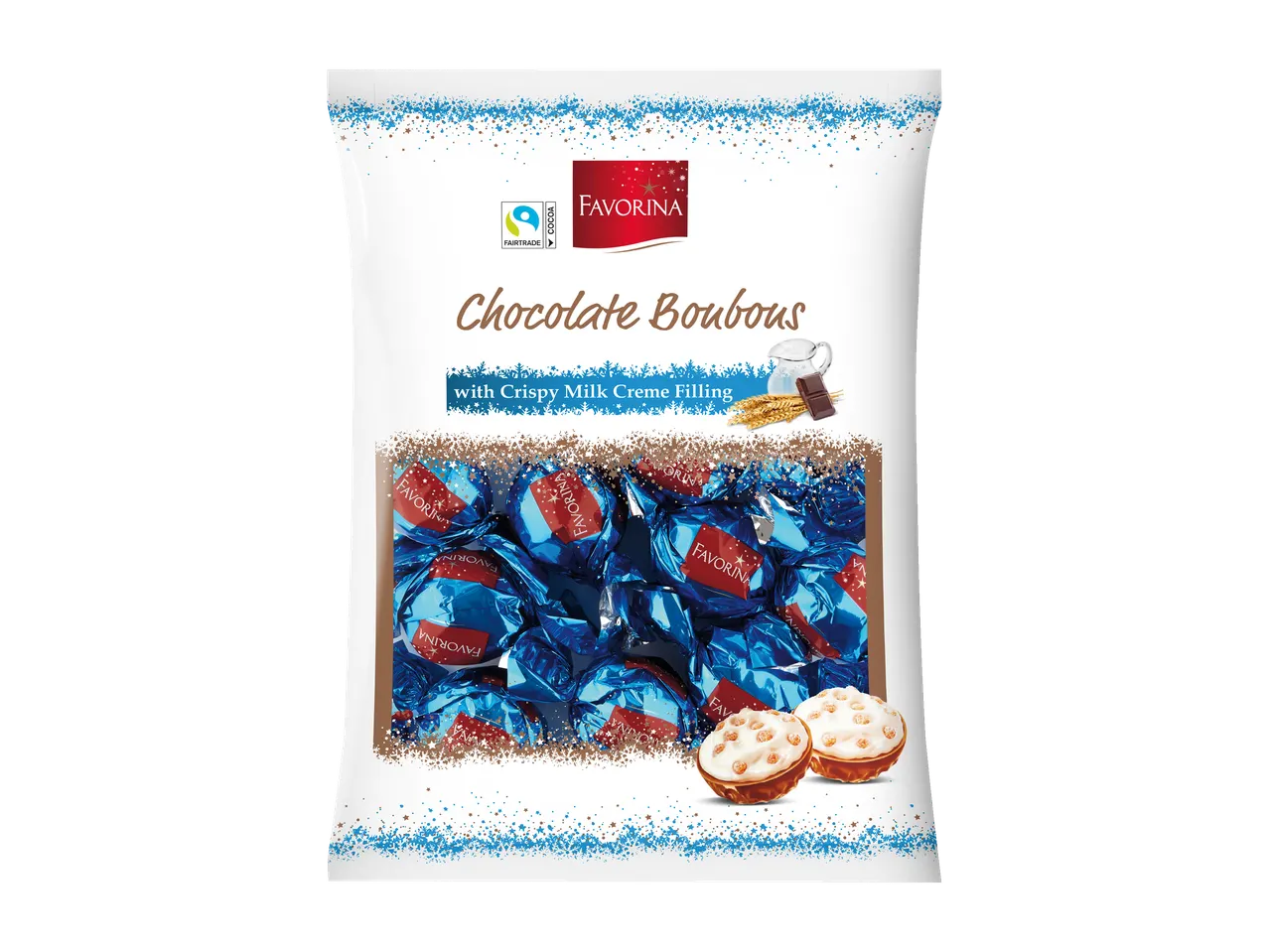 Praline di cioccolato al latte ripiene di crema e cere…