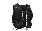 Black running vest with reflective stripes and orange accents