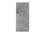 Grey quilted weighted blanket with a soft velvet cover
