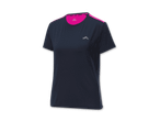 Crivit Damen-Sport-T-Shirt in Dunkelblau mit pinkfarbenen Details.