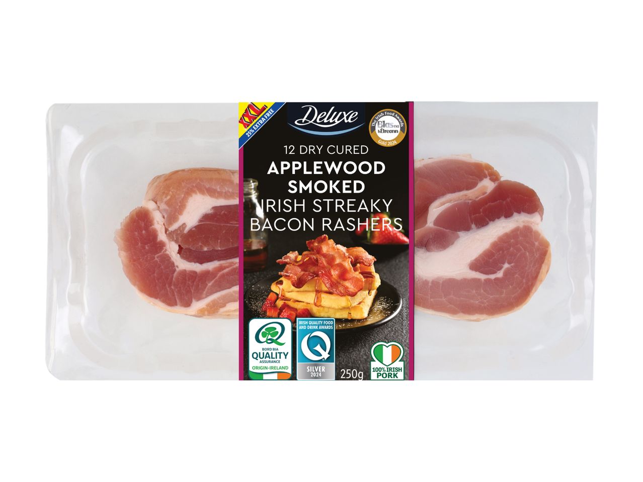 Delish Applewood Smoked Irish Streaky Bacon rashers.