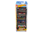 A Hot Wheels Stunt Tracks 5-pack featuring various colorful toy cars in a clear package.