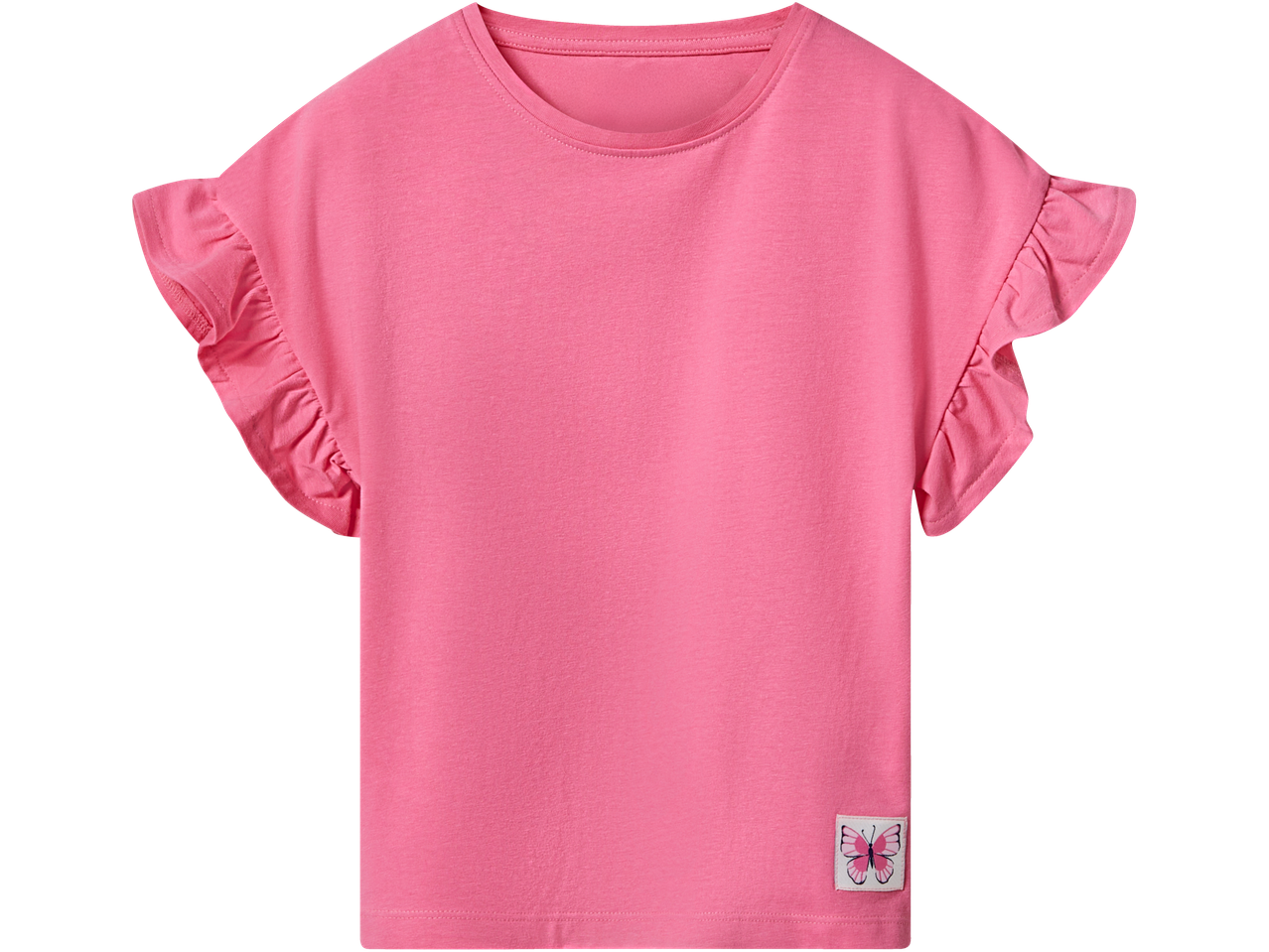 Lupilu® Majice: Roosa volangvarrukatega T-särk liblika aplikatsiooniga.