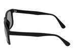 Black sunglasses with dark lenses, viewed from the side.