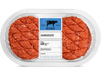 400g rundvleeshamburgers in plastic verpakking.