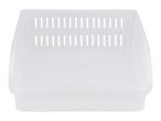 White plastic storage basket with ventilation slots