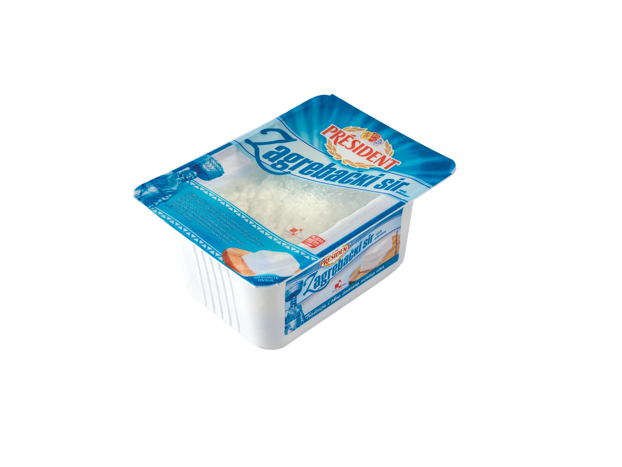 President Zagrebački sir, svježi polumasni sir u pakiranju.