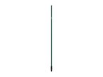 A long, thin green garden tool with a black tip and a small brush at the bottom.