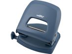 A dark-blue, heavy-duty hole punch.