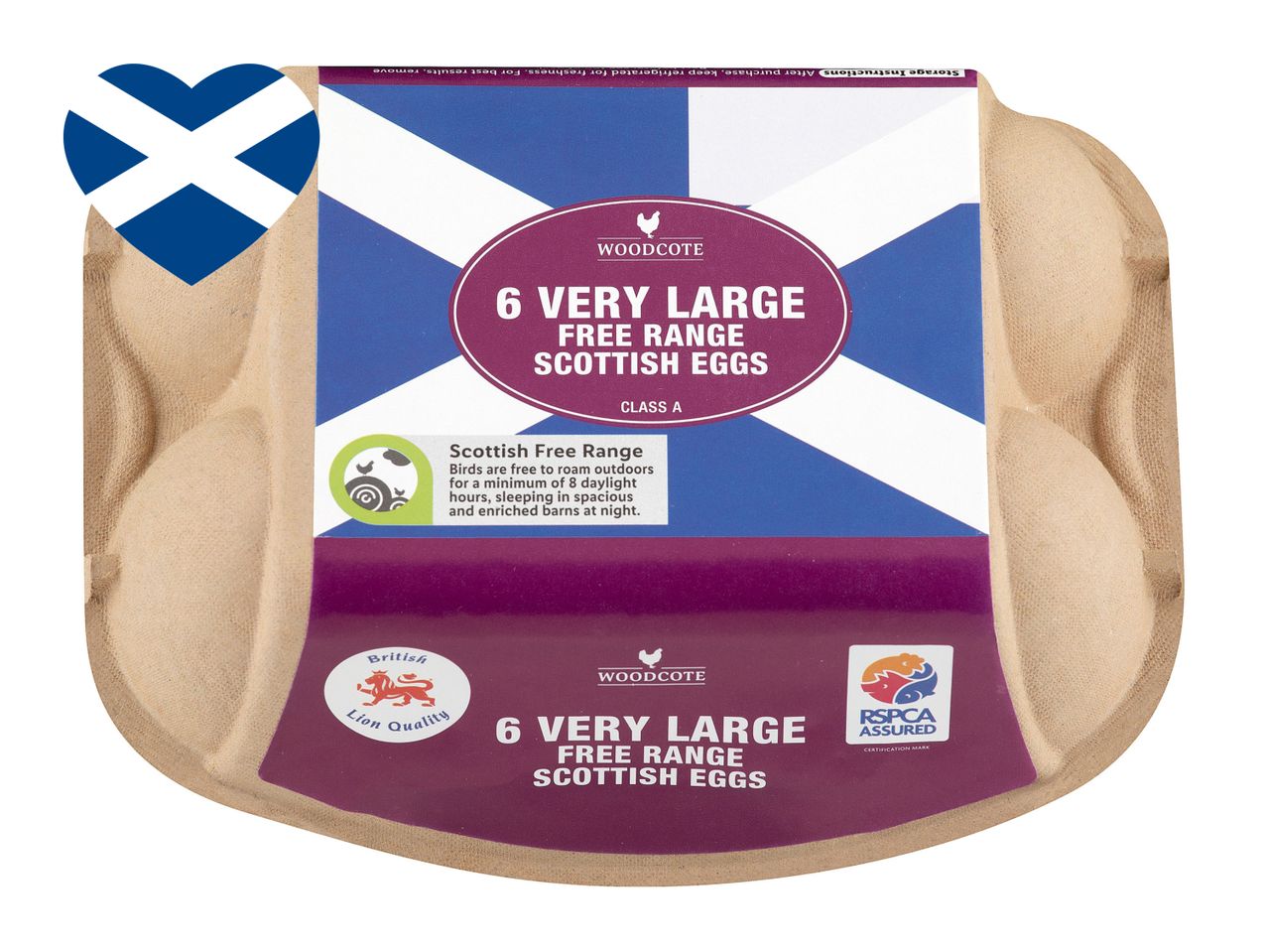6 Woodcote very large free range Scottish eggs.
