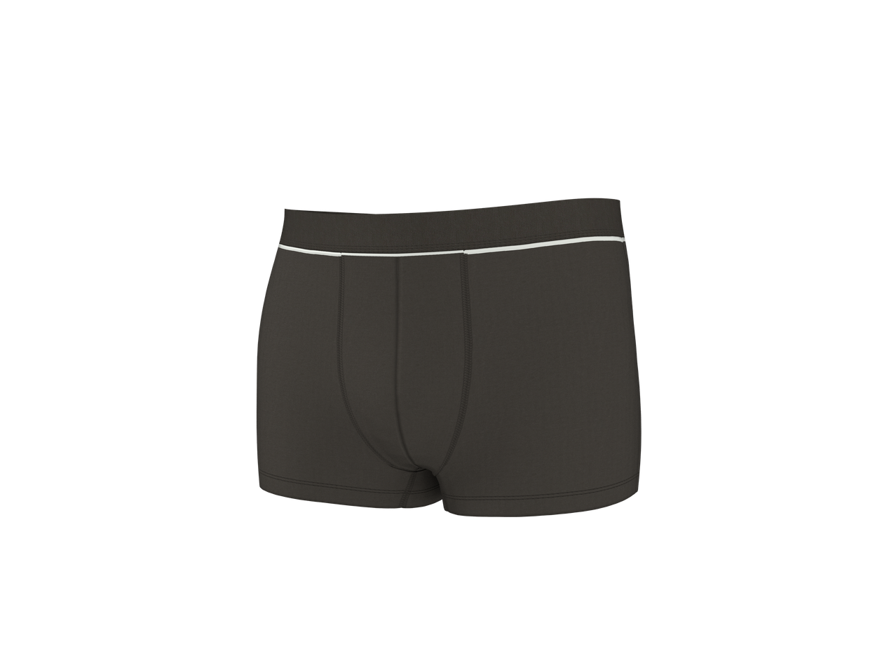 Donkergrijze herenboxershort met een witte streep op de tailleband.