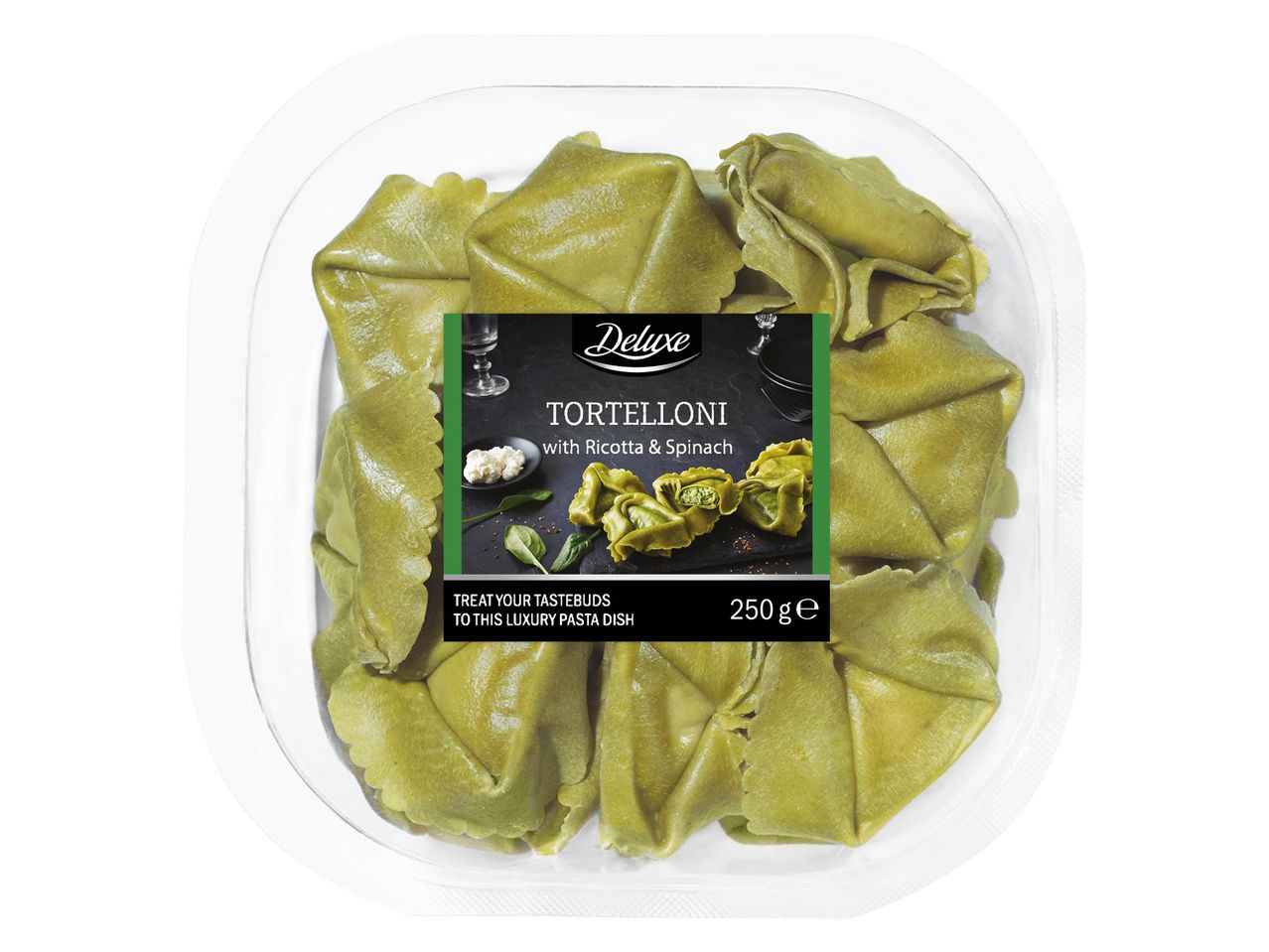 Sodebo márkájú, fagyasztott zöldséges ravioli.
